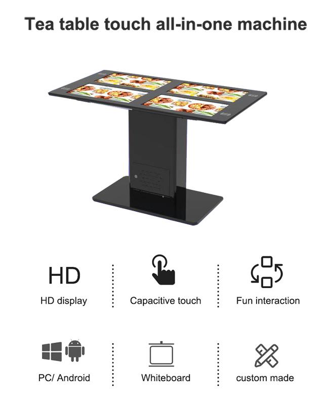 Tabela interativa do toque do diodo emissor de luz LCD do suporte com o mini PC encaixado Winows ou ósmio de Android para anunciar a tabela esperta do jogo