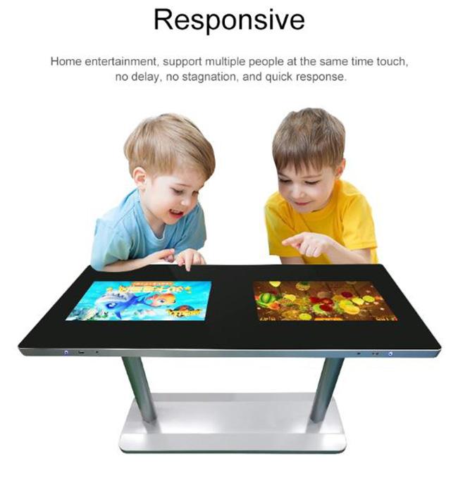 Da tela dupla esperta do toque de Android/Windows mesa de centro interativa para encontrar o quiosque video de anúncio da exposição