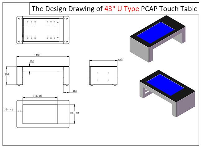 43 polegadas LCD que anunciam a mesa de centro esperta de PCAP com tela táctil