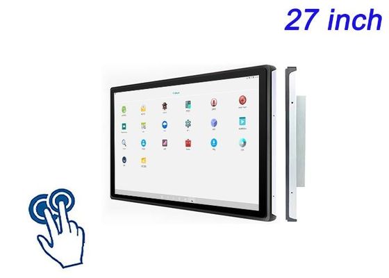 Ecrã táctil incorporado Android de 27 polegadas para exibições de feiras, aplicativos de varejo inteligente, consoles multimídia e sistemas de controle