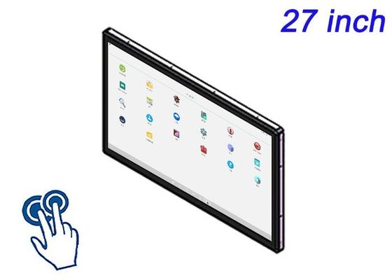 Ecrã táctil incorporado Android de 27 polegadas para exibições de feiras, aplicativos de varejo inteligente, consoles multimídia e sistemas de controle