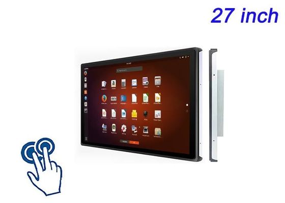 Ecrã touch embutido Linux de 27 polegadas para telas de varejo em grande escala, sistemas de check-in de aeroportos, monitoramento de transmissão e painéis de energia