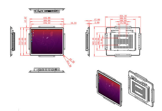Unidade de Interação Embedded Linux de 19 polegadas para sistemas de segurança, equipamentos industriais, publicidade no varejo e estações de serviço público