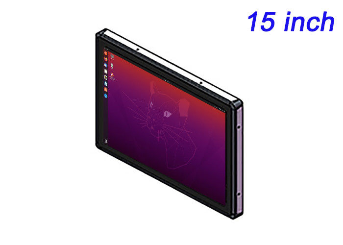 Display incorporado Linux de 15 polegadas para interfaces de transporte, sinalização digital, painéis de produção e gerenciamento de instalações